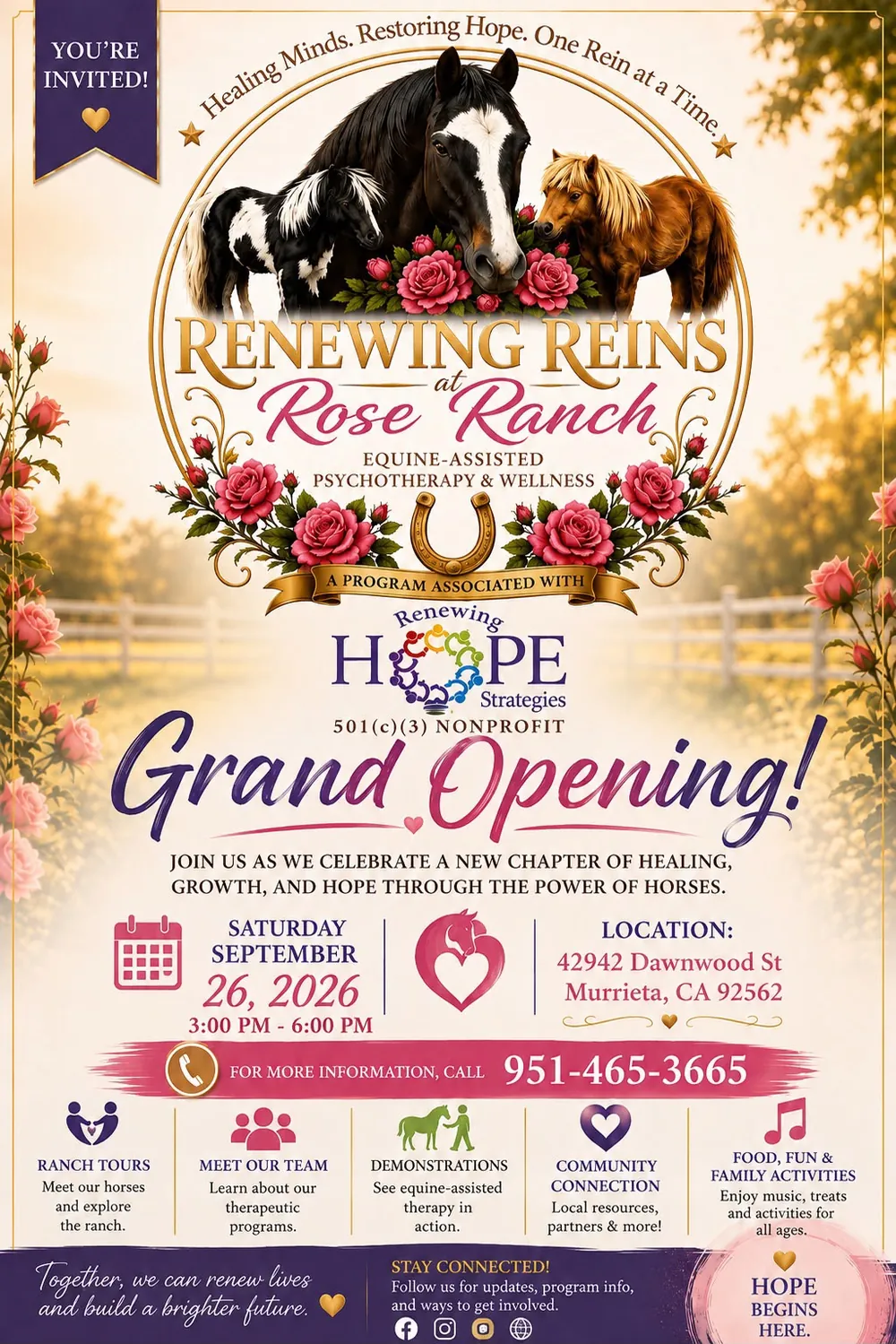 Renewing Reins Grand Opening flyer — click to enlarge